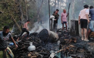 বান্দরবানে ভয়াবহ আগুনে ৩ বসতঘর ও গরুর খামার পুড়ে ছাই