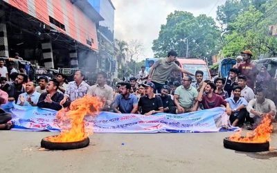 বান্দরবানে ছাত্রদলের নতুন কমিটি বাতিলের দাবিতে সড়ক অবরোধ