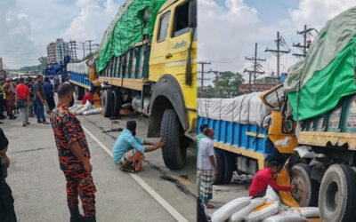 বগুড়ায় দাঁড়িয়ে থাকা ট্রাকে আরেক ট্রাকের ধাক্কা, নিহত ২