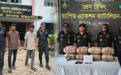 পাবনায় ৩৪ কেজি গাঁজা ও প্যাজুরা গাড়িসহ দুইজন মাদককারবারি গ্রেপ্তার