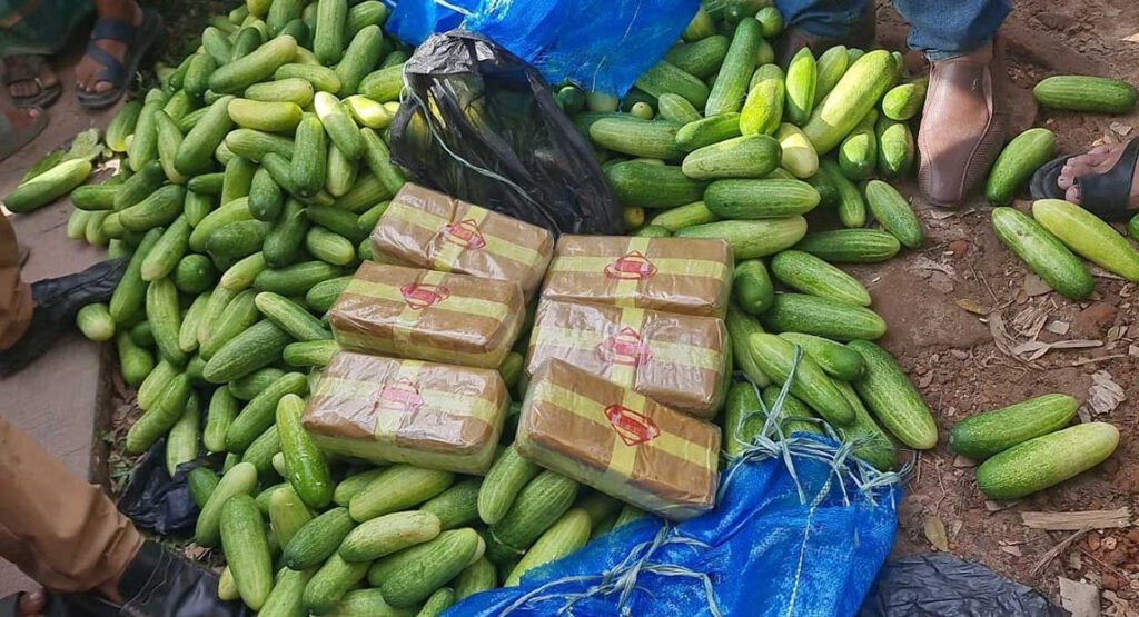 বান্দরবানে শসার বস্তা থেকে ৬০ হাজার পিস ইয়াবা জব্দ