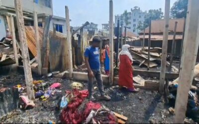 গাজীপুরে আগুনে পুড়ল দুটি কলোনির ২৩টি ঘর ও ৫টি দোকান
