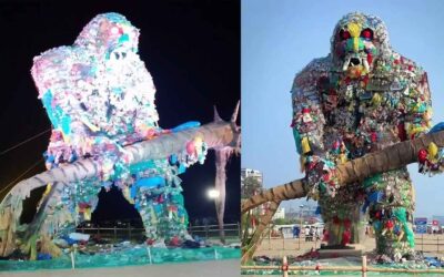 কক্সবাজার সৈকতে এক ব্যতিক্রমী ভাস্কর্য ‘প্লাস্টিক দানব’