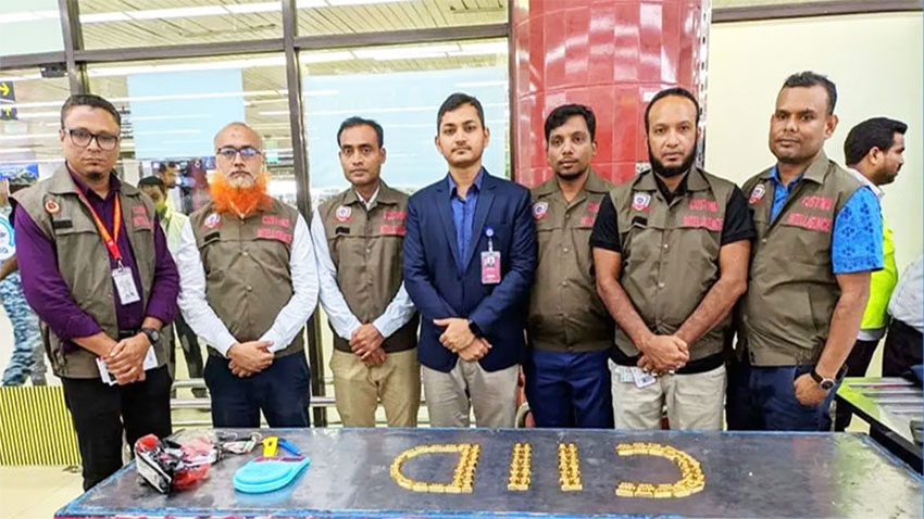 শাহজালালে ১১টি পৃথক অভিযানে সাড়ে ৯ কোটি টাকার সোনা জব্দ